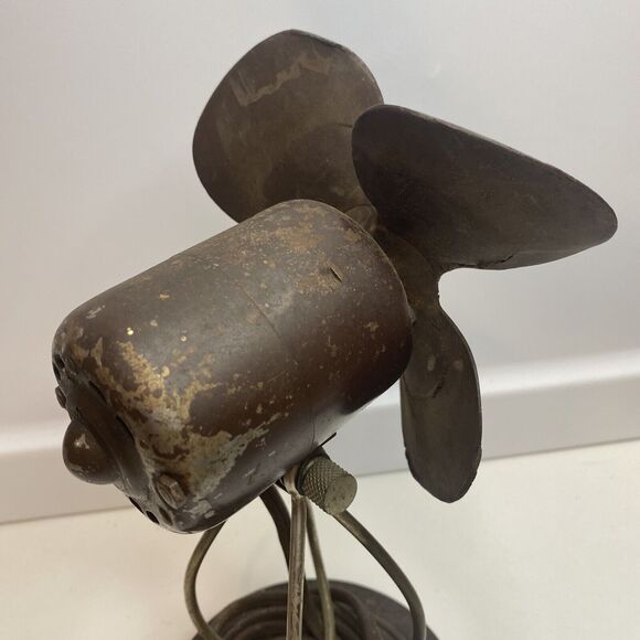 Antique Heinze Electric Co 115V Desk Fan Rubber Blade Sold As It    9” Tall - Picture 5 of 14